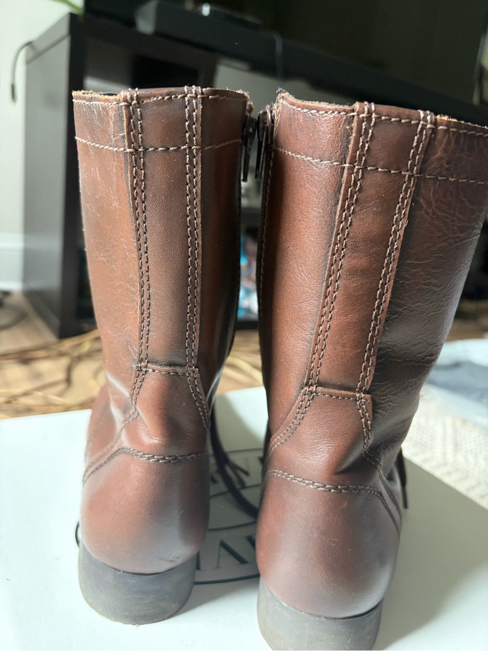 Steve Madden Brown Leather Troopa Boots - Classic Combat Style - Picture 4 of 5